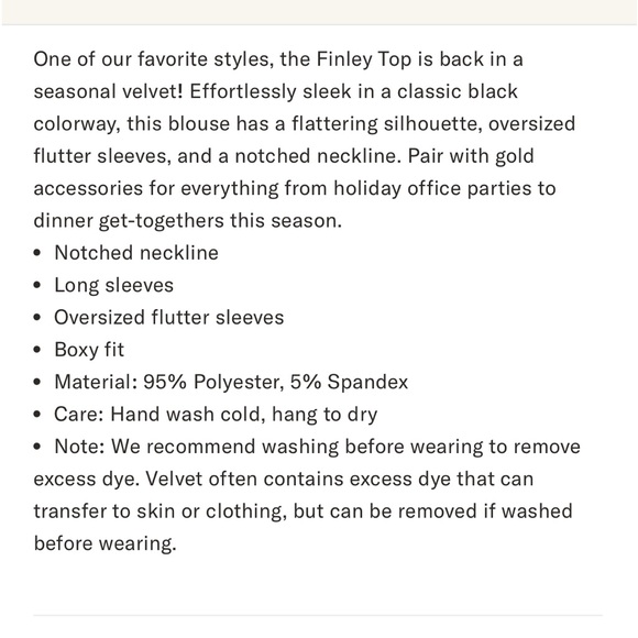 Tuckernuck Collection Black Velvet Finley Flutter Sleeve Blouse | L | New - Picture 9 of 10